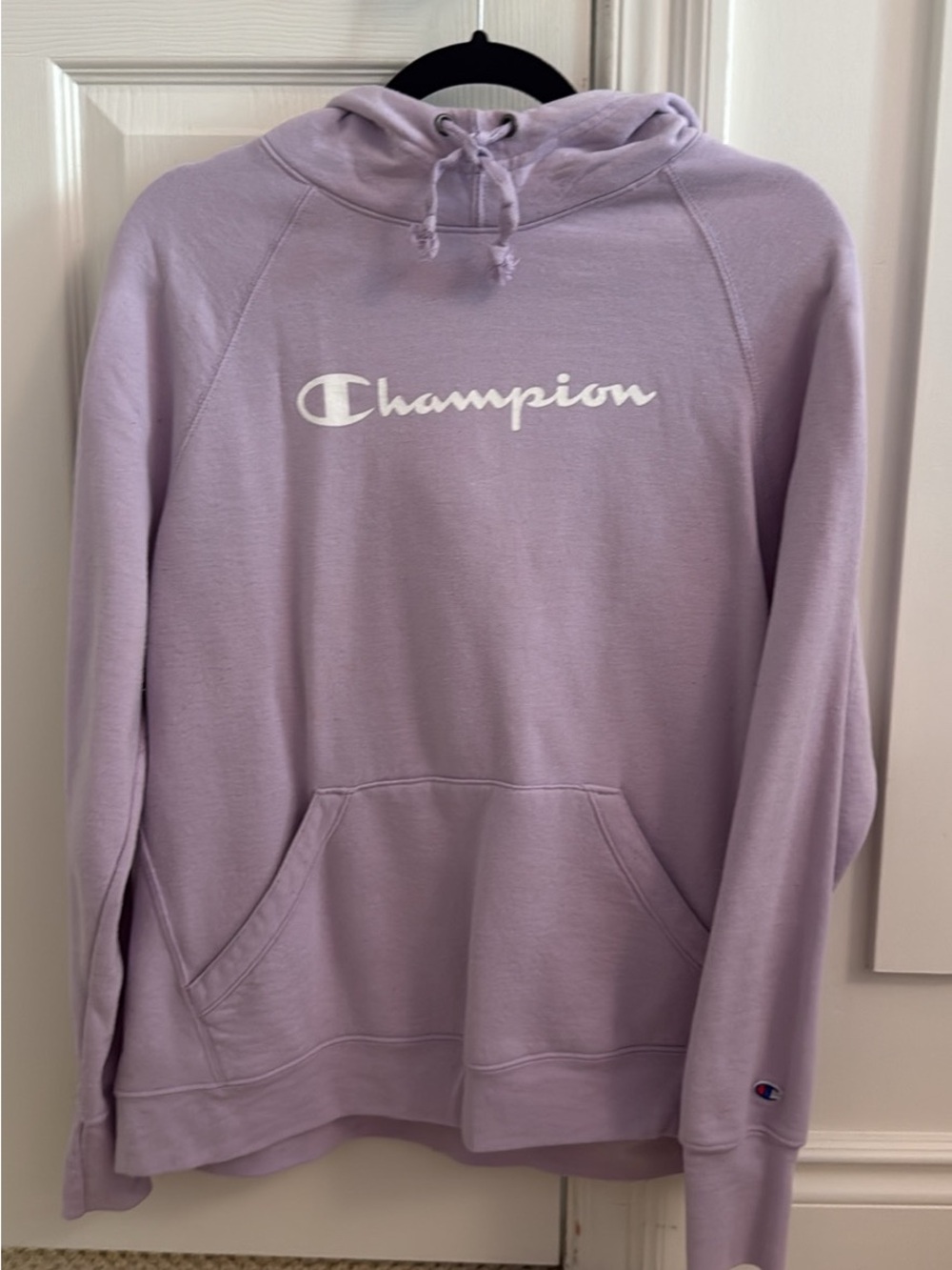 Champion Light Purple Pullover Hoodie with Script Logo